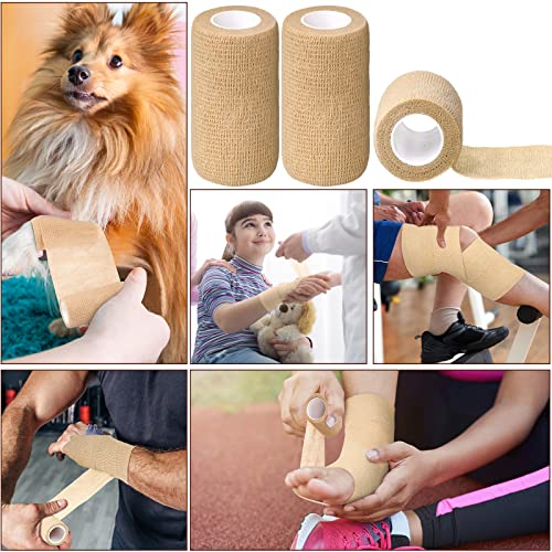 Treela 36 Pcs Self-Adherent Bandage Wrap 4 Inch x 5 Yard Nude - Breathable Elastic Tape for First Aid, Sports, Pet Care