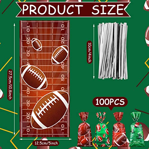 Football Cellophane Bags - 100 Pcs Classic Style Gift Treat Bags