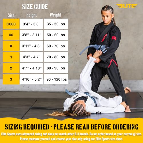 Ultra Light BJJ Gi for Kids - Preshrunk Fabric, Free Belt - Black