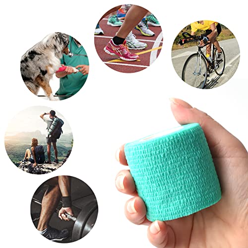 Self Adhesive Bandage Wrap - 2 Inch, 9 Pack, Middle Green