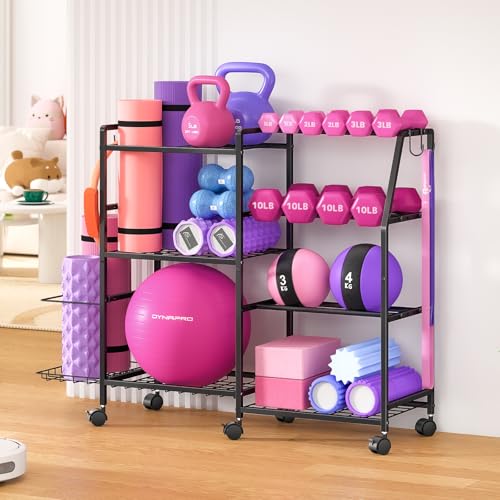 Dumbbell Rack with Wheels and Hooks - Standard Exercise Storage