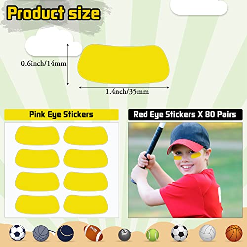 160 Pcs Sports Eye Stickers - Baseball Eye Strips - Yellow
