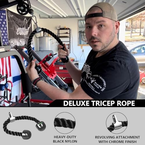 Cable Machine Attachment Set - V Handle, Tricep Rope & Straight Bar