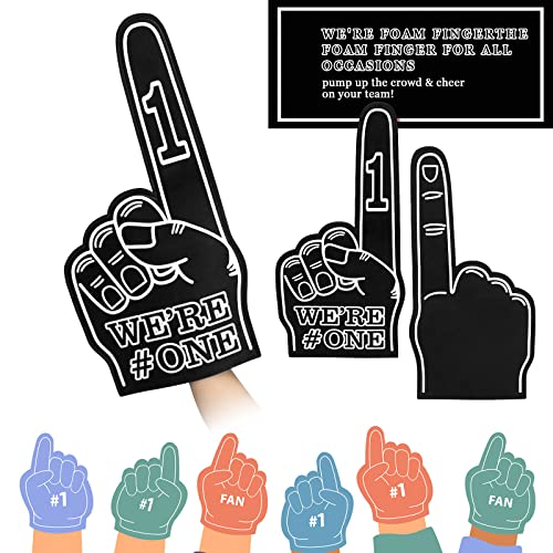 Sotiff Black Giant Foam Finger 6 Pack 18 Inch Sports Cheer Prop, We're Number 1