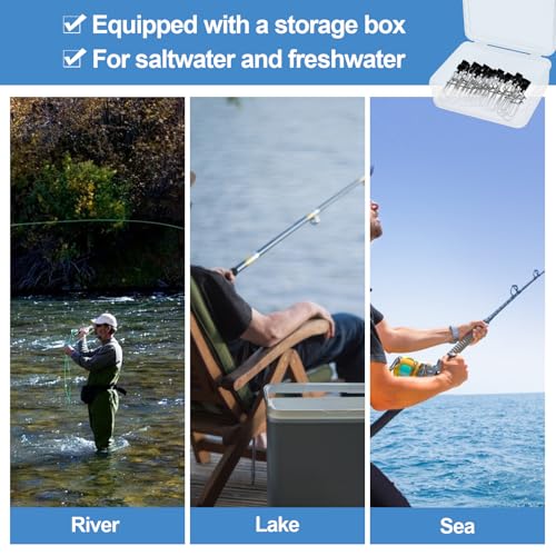 Fishing Line Sinker Slides Rig - 25 PCS Durable Snaps & Swivels