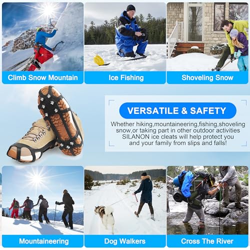 Large Ice Snow Cleats for Shoes and Boots - 9 Point Traction Grippers