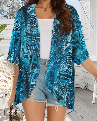 Women's Floral Kimono Beach Cover Up - Chiffon Cardigan