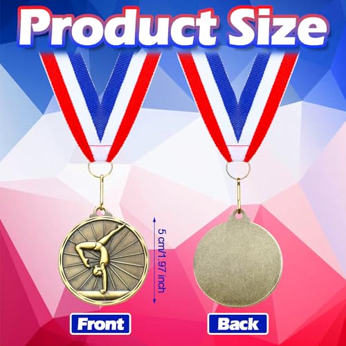 Gold Gymnastics Medals Bulk 2 Inch Award Ribbons for Tournaments & Competitions