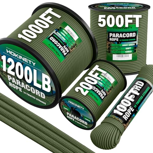 1200lb Paracord Rope - 4.4mm 14 Strand Nylon - Army Green 50ft