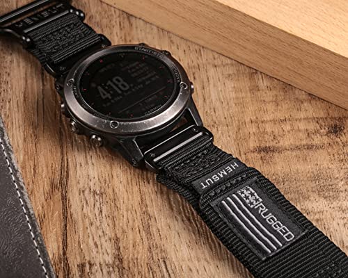 22MM Rugged Nylon Watch Band for Garmin Fenix/Forerunner - Black