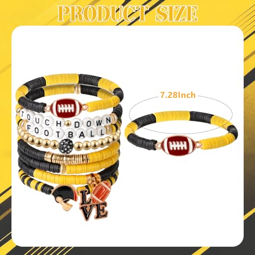 Football Bracelets for Fans - Hypoallergenic Clay Beaded Stackable Bangles
