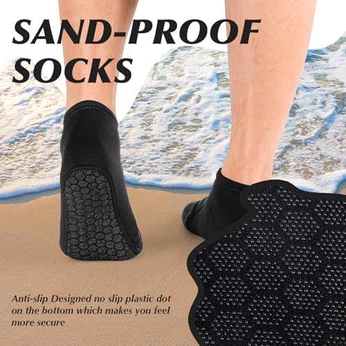 3mm Neoprene Water Socks - Grey, Medium - Non-Slip Diving Socks