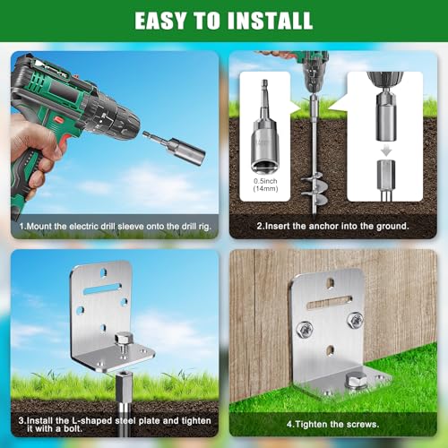 Insaga 30'' Heavy Duty Ground Anchor Pack for Sheds & Swing Sets - 12mm Solid Carbon Steel, Full-Welded Helix, Rust-Resistant