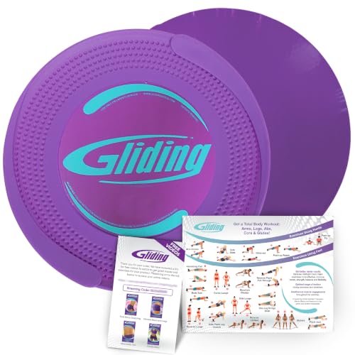 9” Gliding Sliders for Carpet Workouts - Purple, 1 Pair + 4 Videos