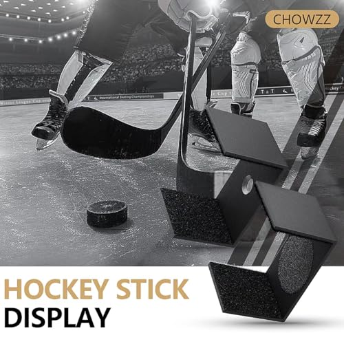 CHOWZZ 2-Piece Hockey Stick Wall Mount Display Holder — Vertical/Diagonal/Horizontal Hangers, Black