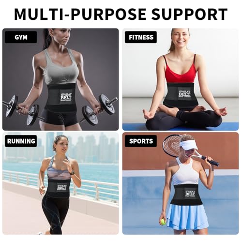Waist Trainer for Women - Adjustable Sweat Belt for Fat Burning - Black, Medium
