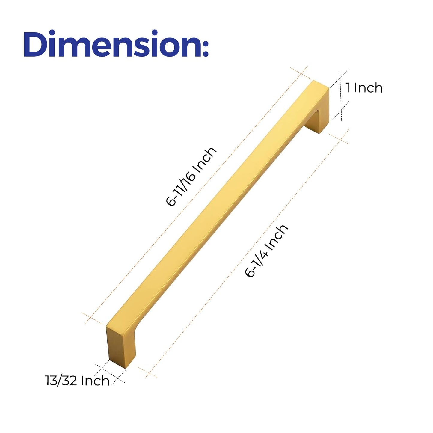 Ravinte 5 Pack Solid 6-1/4 Inch Square Cabinet Handles - Brushed Brass Drawer Pulls - Kitchen Hardware