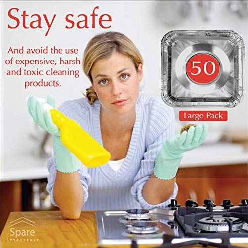 Disposable Gas Burner Liners 50 Pack, Aluminum Foil Square Stove