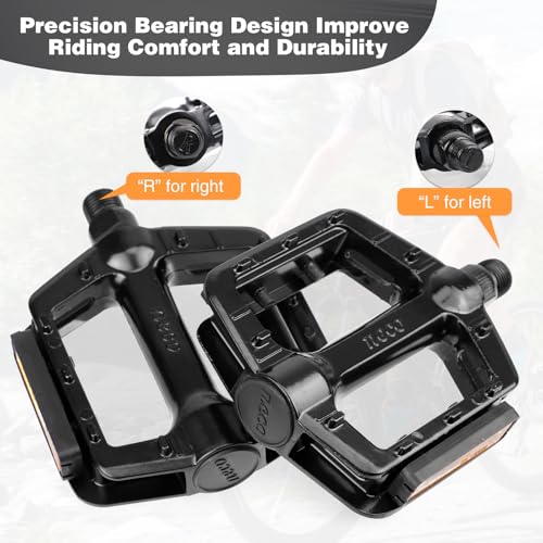 MEGHNA MG-1/2BP Aluminum Bike Pedals, 1/2” Thread, Non-Slip Reflective