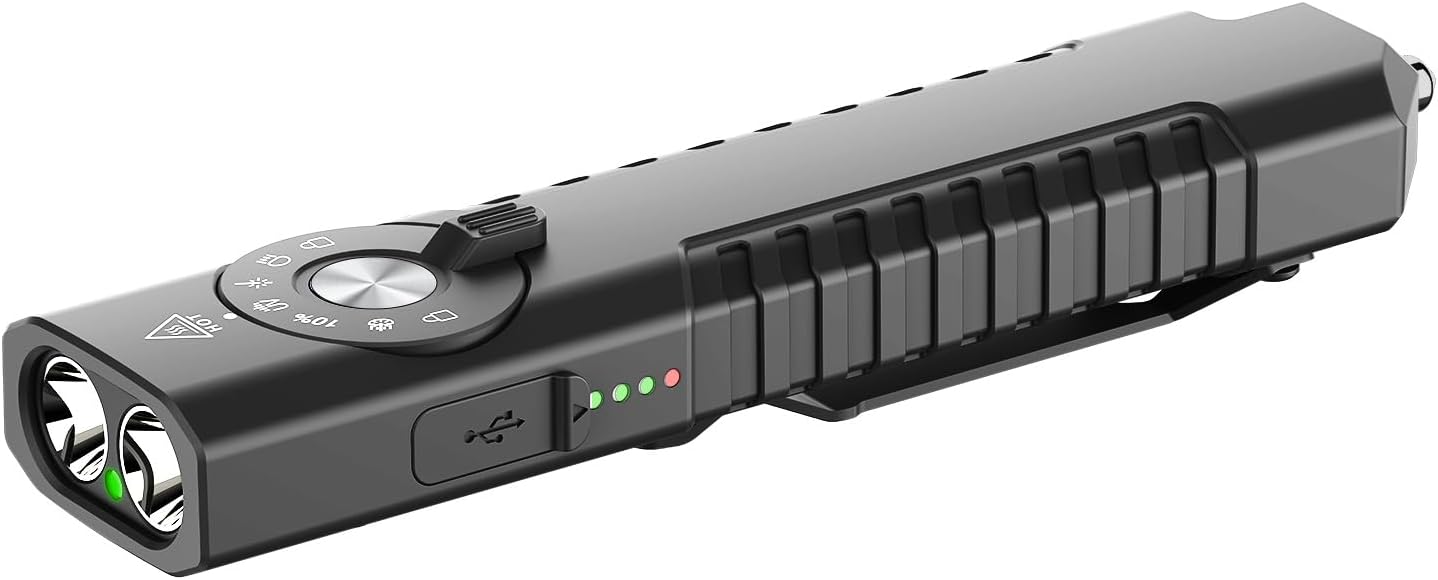 Solofish 1400-Lumen EDC Flashlight - 5-in-1 Portable Light with UV, Green & White LED, Rechargeable