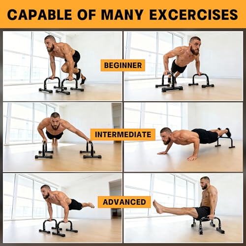 Heavy-Duty Steel Parallettes Push Up Bars with Jump Rope