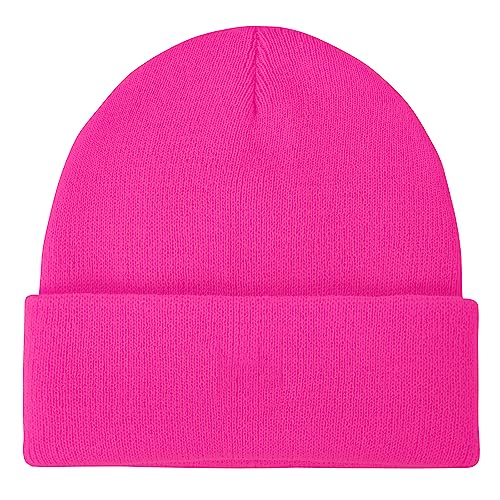 Warm Slouchy Beanie for Men & Women - Hot Pink One Size