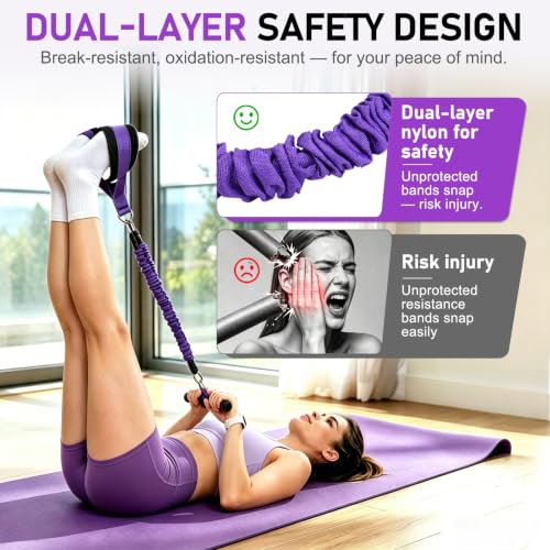 Purple Adjustable Resistance Band with Handles for Full-Body Workout
