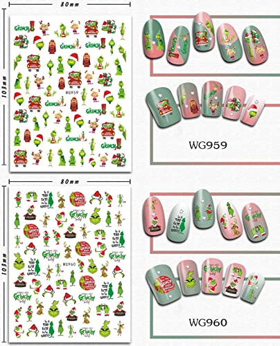 3D Christmas Nail Art Stickers - 6 Sheets Self-Adhesive - A4