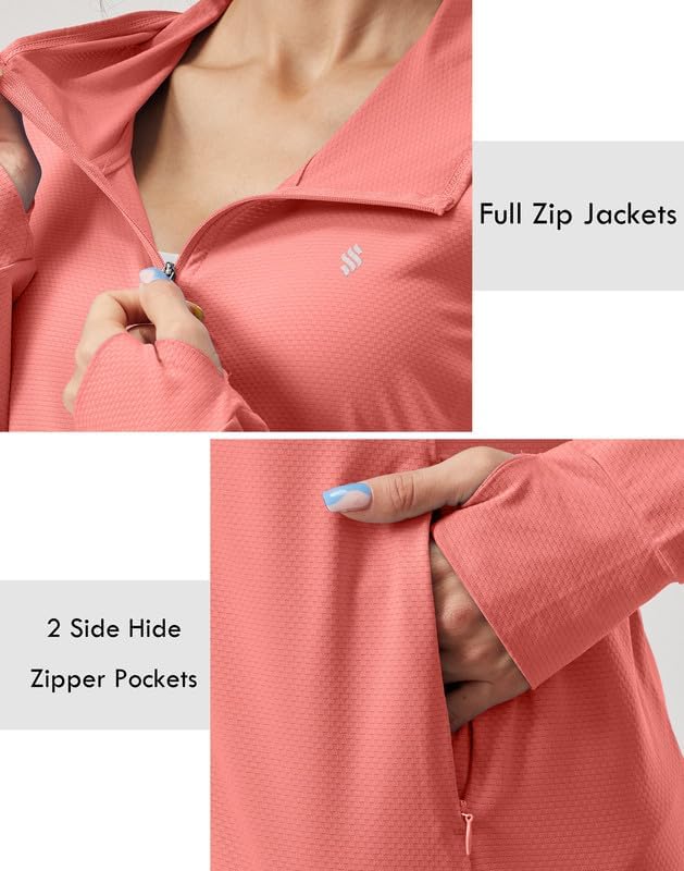 Soothfeel Women's Sun Protection Hoodie Jacket - Lightweight UPF 50+ Long Sleeve with Pocket for Outdoor Hiking