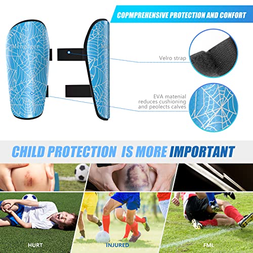 Shin Guards Soccer Youth Kids Blue Small EVA Shield 4-12 Years