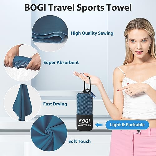 Microfiber Travel Towel - Quick Dry Lightweight Camping Towel - Navy Blue, M: 40"x20"