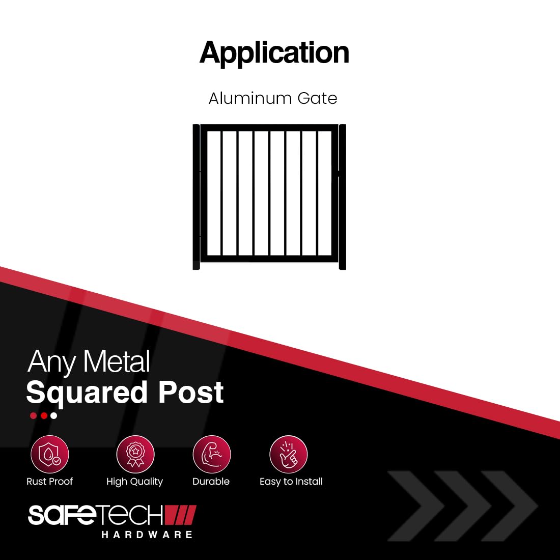 Safetech Hardware Polymer Gate Stop | Damage Protection Bumper Reduces Gate Closing Noise | Prevent Gate Slamming, Hinge Overextension & Sway | Aluminum/Metal SGSS - Black