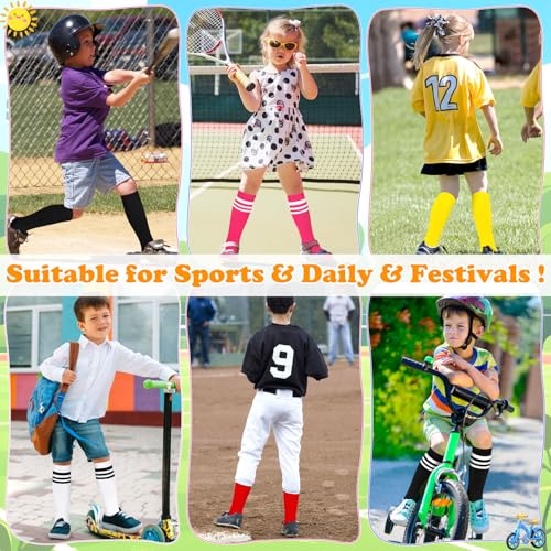 Kids Soccer Socks for 6-9 Years - Pure Red Cotton Youth Sports Socks