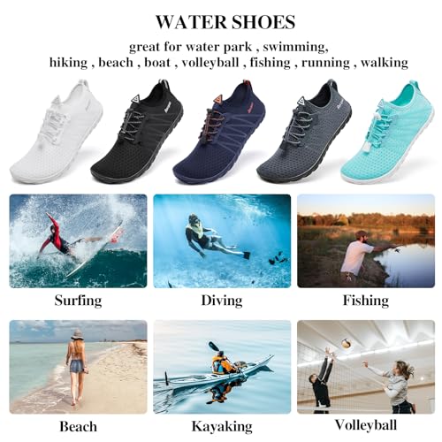 Racqua Water Shoes Women Men Barefoot Sport Beach Swim Shoes Size 7.5 Women / 6.5 Men - Hd137-White