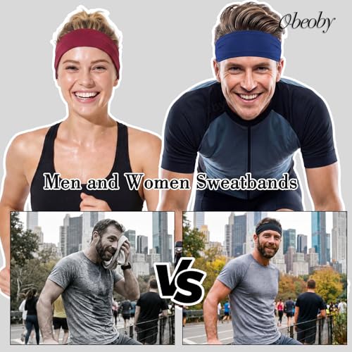 Soft Elastic Sports Headbands for Men - 7-Pack Multicolor Set