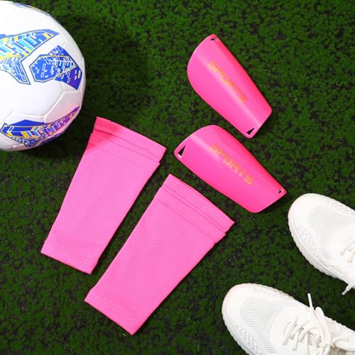 Kids Soccer Shin Guards with Sock Sleeves - Small Pink