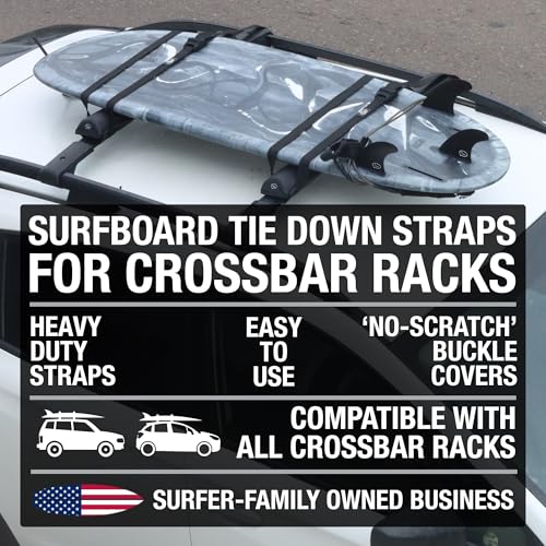 Surfboard Tie Down Straps - 15' Heavy Duty with Silicone Buckle Covers