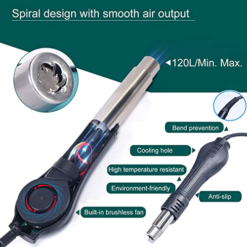 Premium Hot Air Rework Station, Digital Soldering Station with Airflow Adjustable 100-480¡É Heat Resistant Hot Air Gun, Soldering Iron Station Kit for BGA IC SMD Desoldering Tool and Hobby