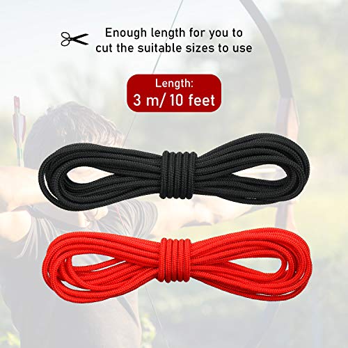 Archery D Loop Rope - 10ft Bowstring Serving - Black & Red
