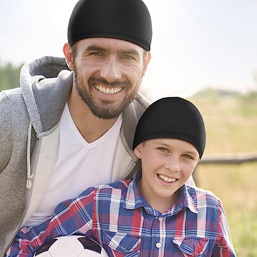 Doo Rags Skull Cap for Men - Sweat Wick - Medium Black