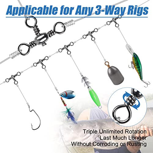 3 Way Swivels Fishing Tackle - 50pcs T-Shape Connector 12# 31lb