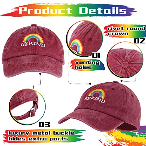 Pride Rainbow Baseball Cap - Adjustable 4 Pcs Set - Multicolor