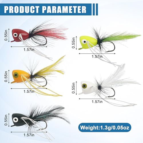 Bass Popper Flies Kit - 12 Pcs Orange Fishing Lures