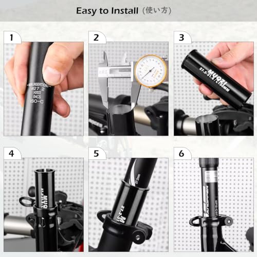 Aluminum Bike Seat Post - 27.2mm to 30.4mm - 350mm Length - Black