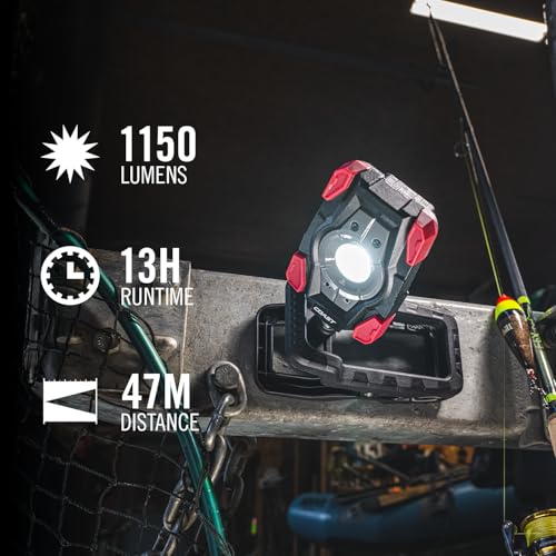 Coast CL10R 1000 Lumen Rechargeable Dual Power Rotating LED Magnetic Clamp Light, Black/Red