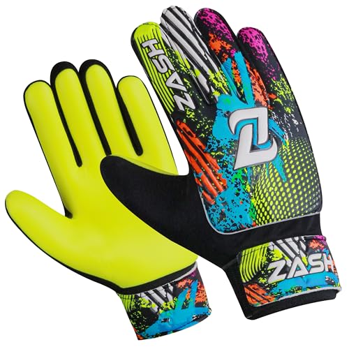 ZASH Kids Soccer Goalkeeper Gloves Fluorescent Yellow Size 5 with Double Wrist Protection