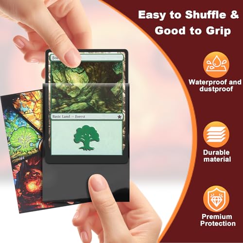 MTG Card Sleeves 100 Pack - Standard Size Matte Back Gaming Card Protectors with Colorful Patterns