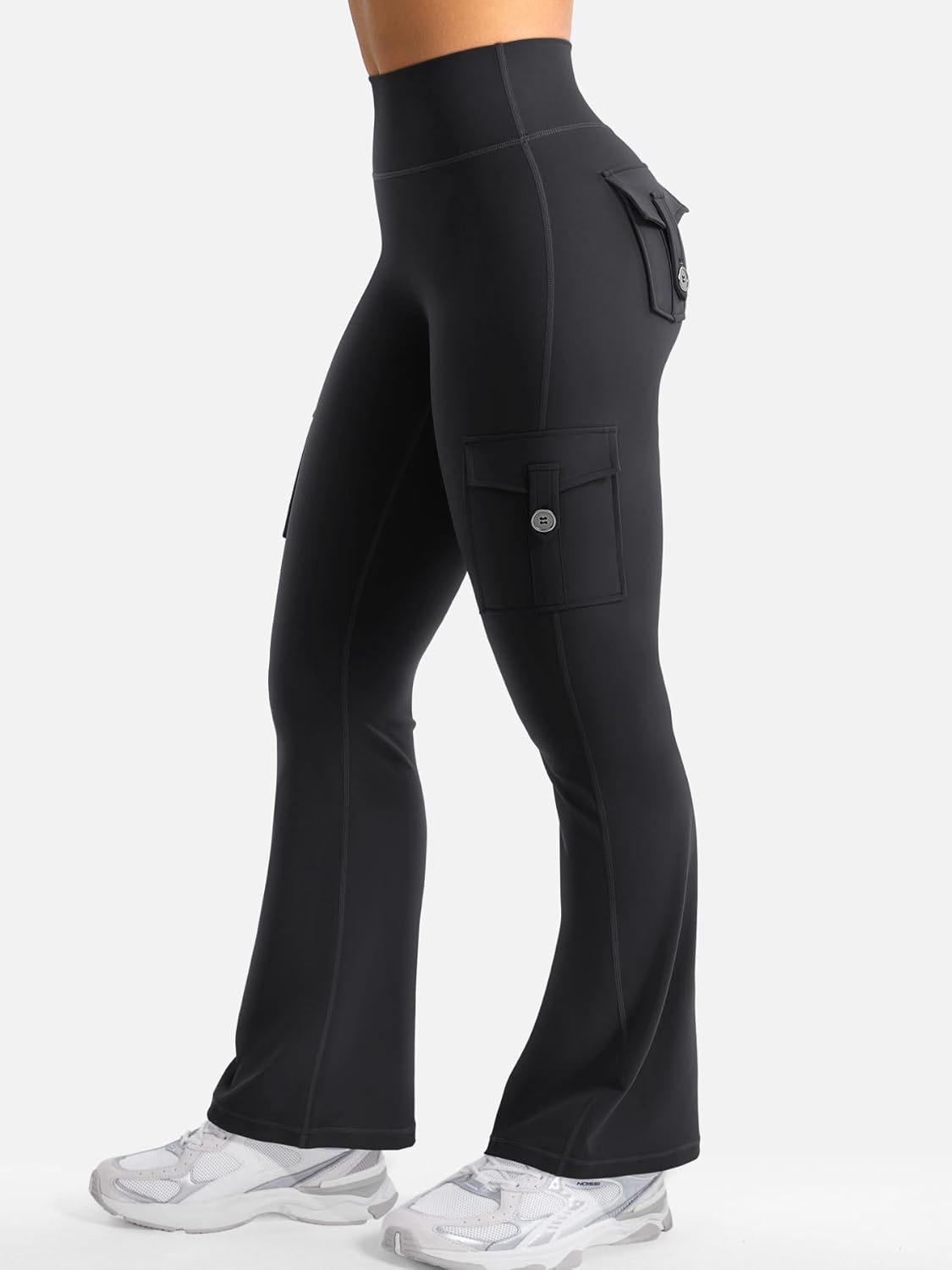 YEOREO CoreFlex Women's High-Waisted Flare Leggings - Hidden Pockets & No Front Seam for Ultimate Comfort