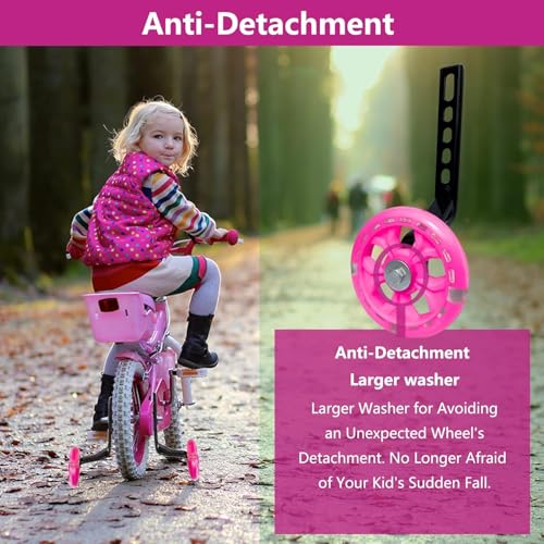 DDJKCZ Red Training Wheels for 12-20 inch Bikes, 0.5in Ground Clearance, Dark Red