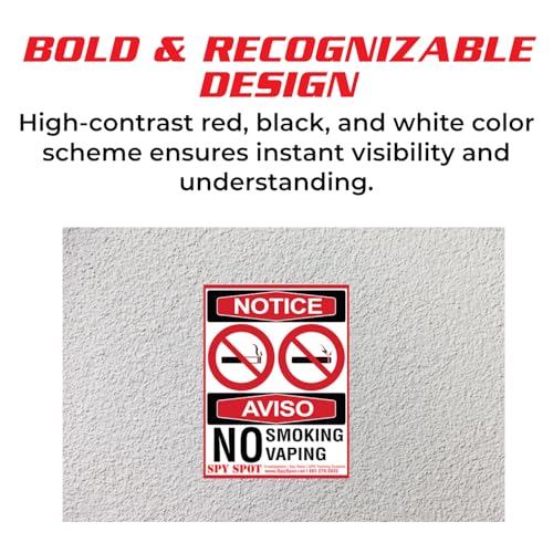 SpySpot 2 Pack No Smoking No Vaping Sticker, 3"x4" Vinyl Decals for Smoke-Free Zones ? Easy Peel & Stick for Home, Office, or Business, Weatherproof, UV Resistant, Indoor/Outdoor Use